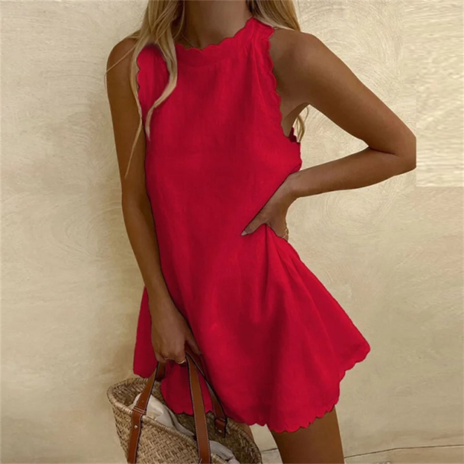 Léna | Robe Courte à Bord Festonné
