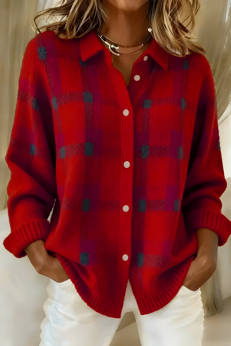 Candela | Veste en Tricot à Carreaux