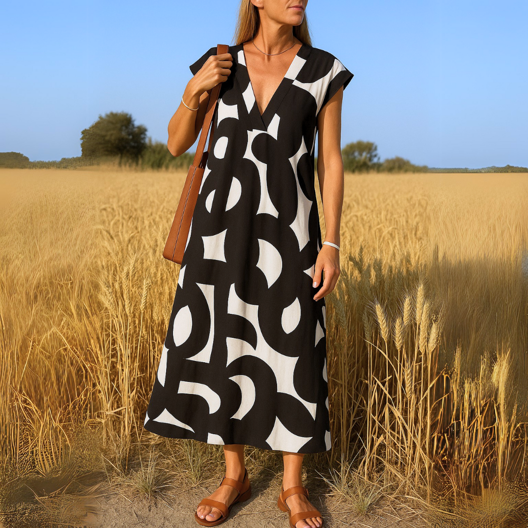 Valérie | Robe à col en V coupe évasée