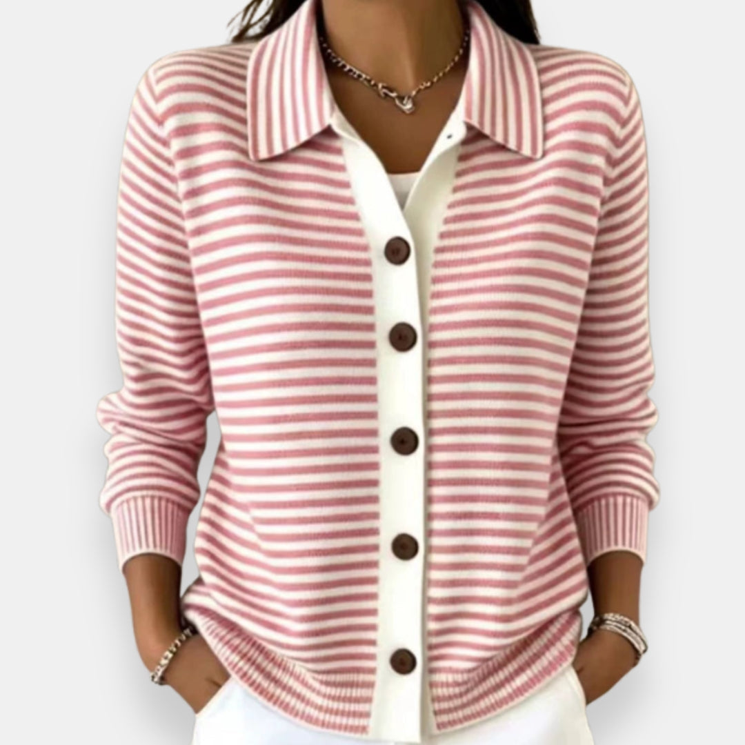 Valentine cardigan rayé rose