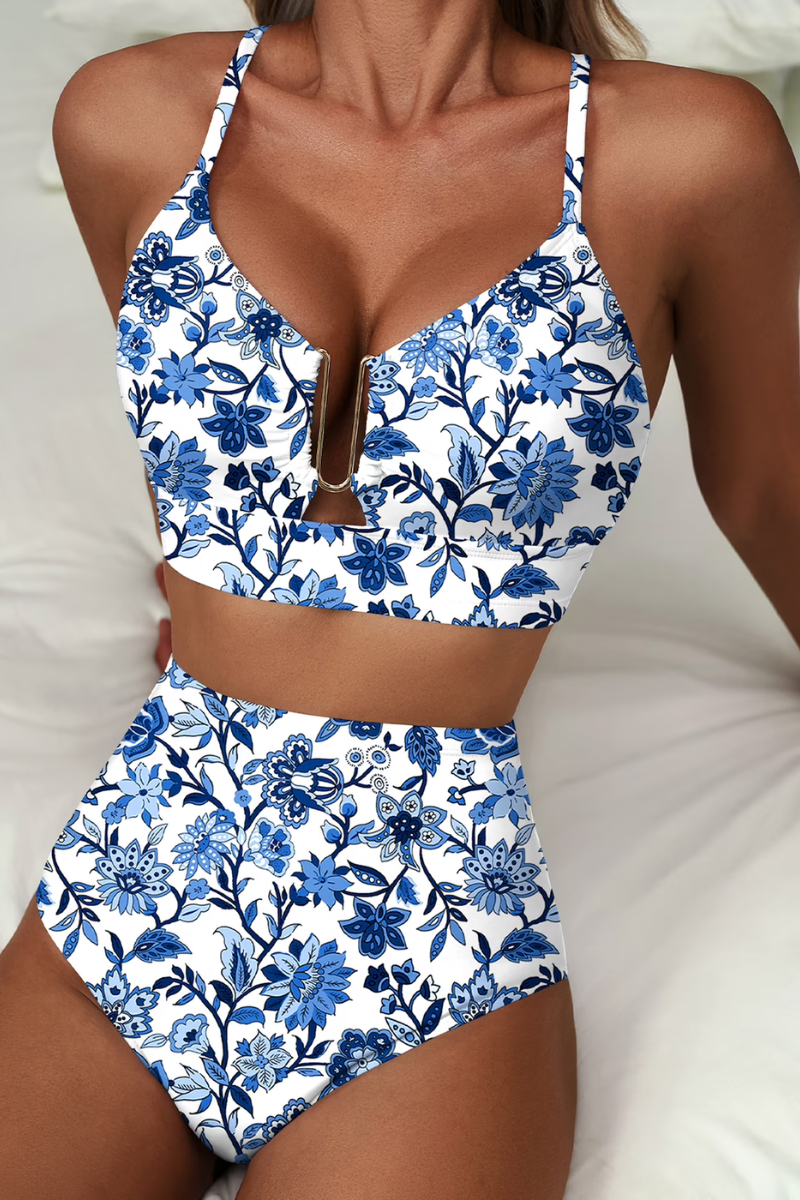 Léa | Bikini taille haute à carreaux