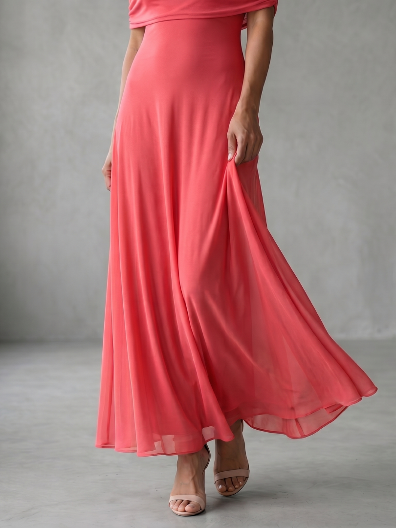 Clémence | Midi Robe Drapée Épaule Nue