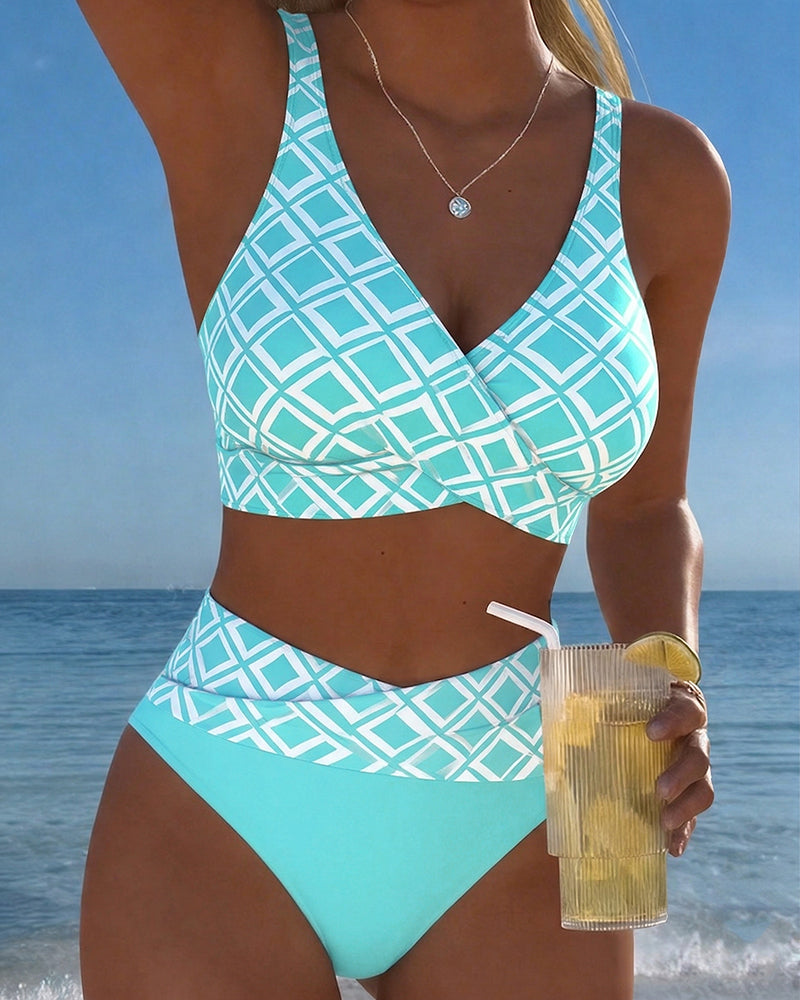 Camille | Maillot de bain croisé à motif diamant