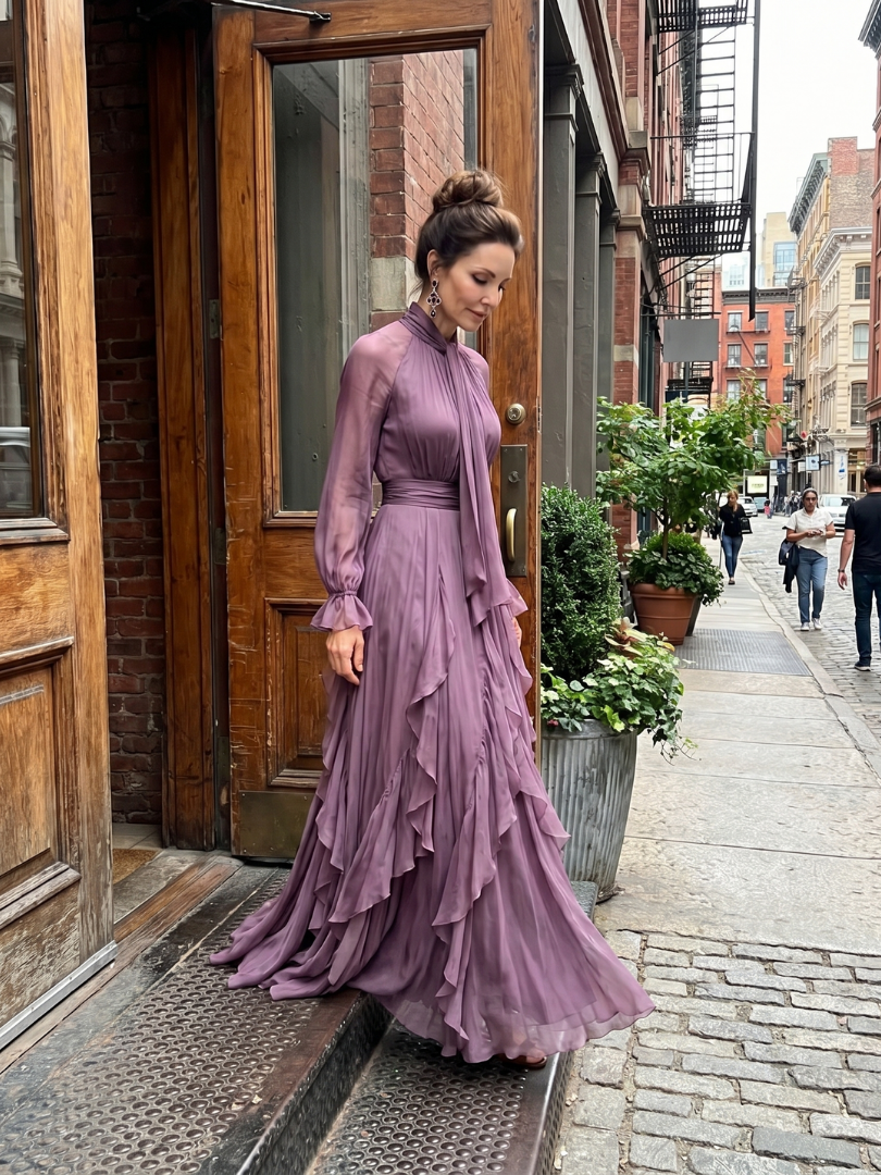 Élodie | Robe maxi à volants fluides