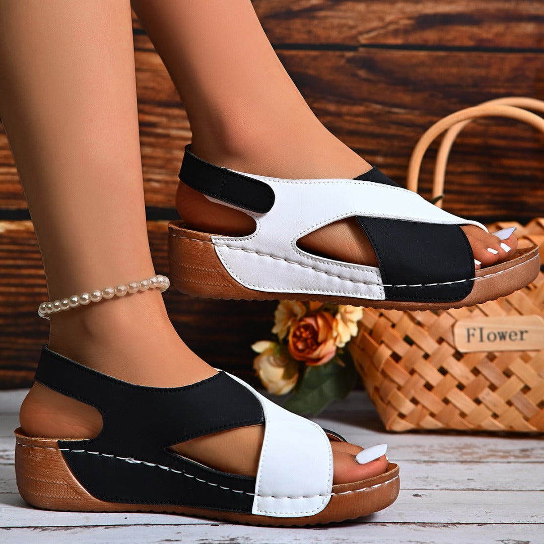 Clara | Sandales confort bicolores à semelle ergonomique