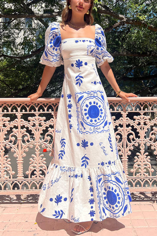 Isabel | Maxi-jurk met artistieke zomerprints