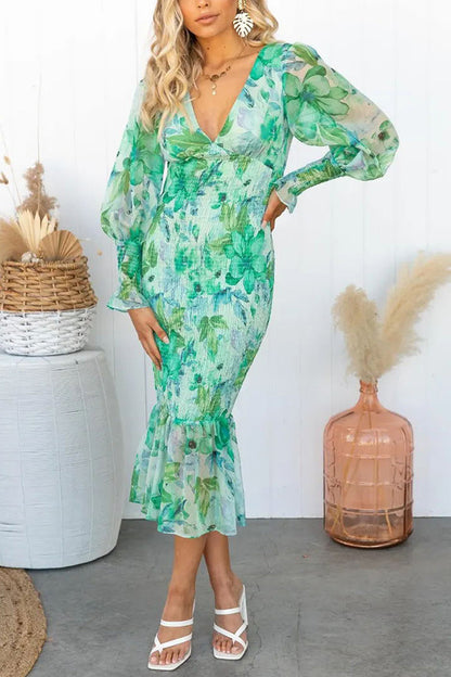 Naïa | Midi-jurk met bloemenprint