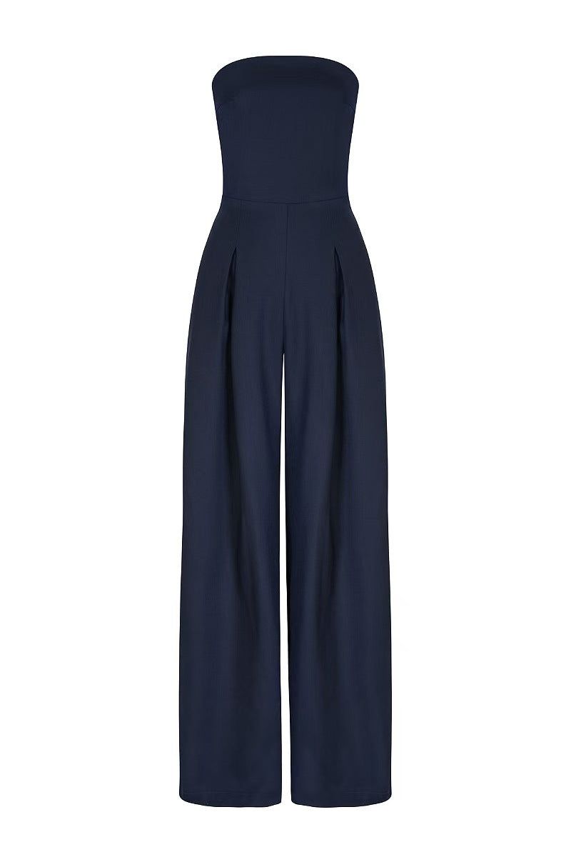 Léa | Strapless jumpsuit met wijde pijpen