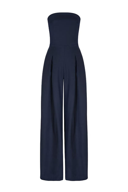 Léa | Strapless jumpsuit met wijde pijpen