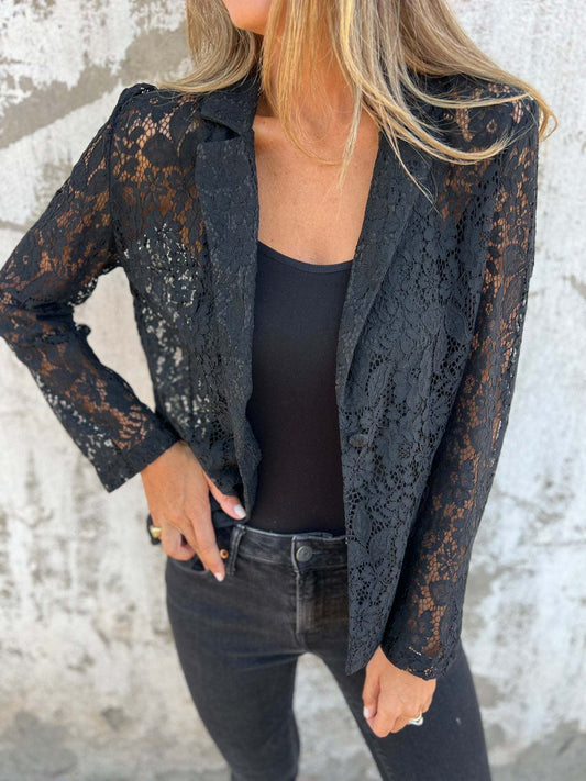Lena | Transparante kanten blazer met elegante structuur