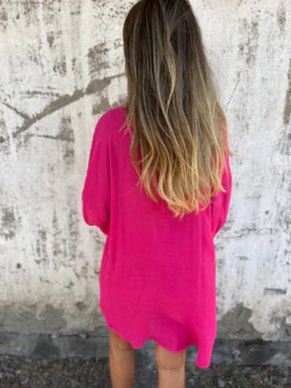 Niva | Casual linnen set met lange blouse en relax shorts