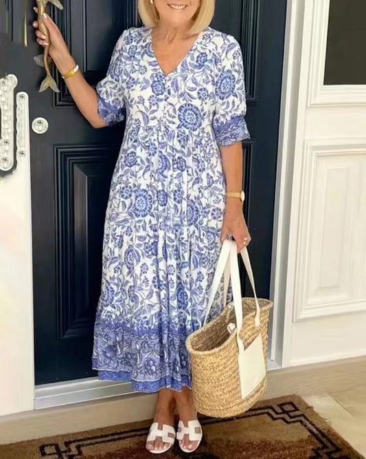 Estelle | Luchtige midijurk met bloemenprint