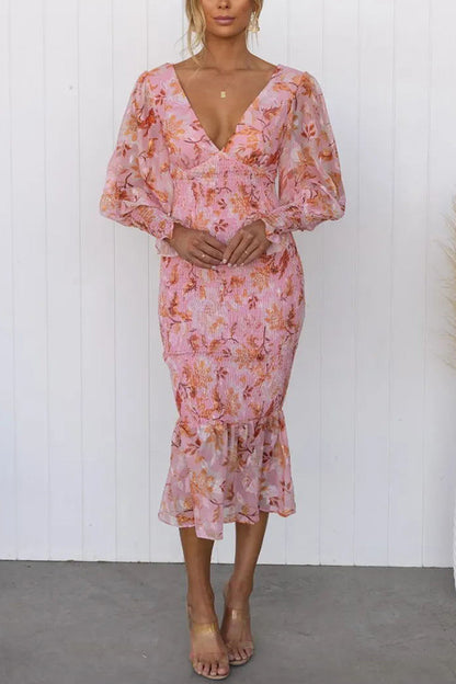 Naïa | Midi-jurk met bloemenprint