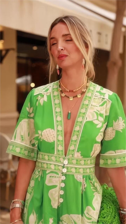 Solea | Tropische V-hals jumpsuit met bloemenprint
