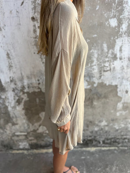 Niva | Casual linnen set met lange blouse en relax shorts