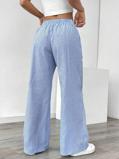 Nola | Gestreepte wide leg broek
