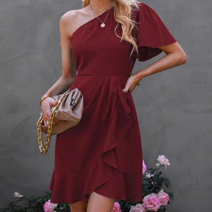 Livia | One-shoulder jurk met ruches