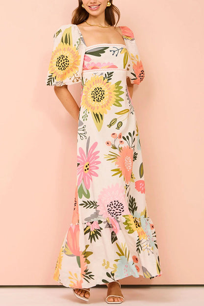 Isabel | Maxi-jurk met artistieke zomerprints