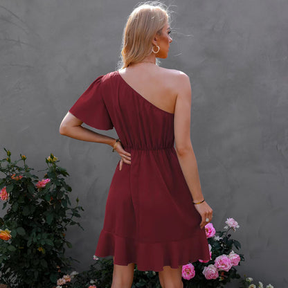Livia | One-shoulder jurk met ruches