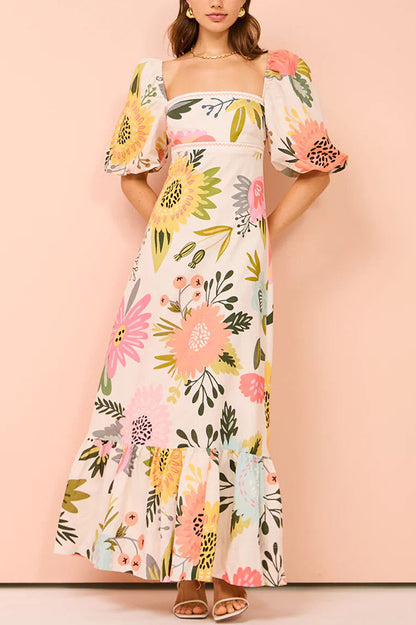 Isabel | Maxi-jurk met artistieke zomerprints