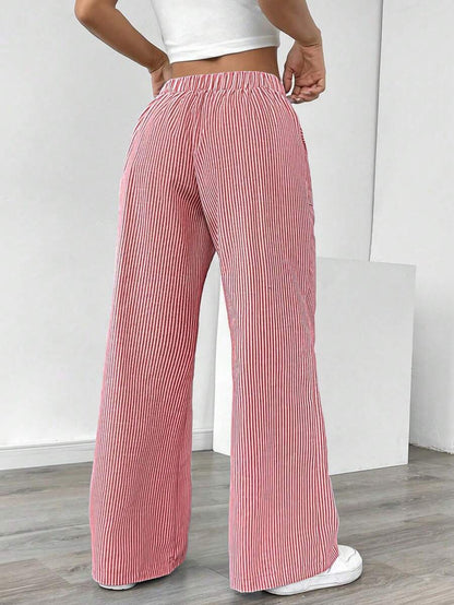 Nola | Gestreepte wide leg broek