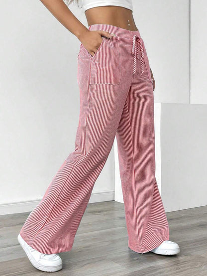 Nola | Gestreepte wide leg broek