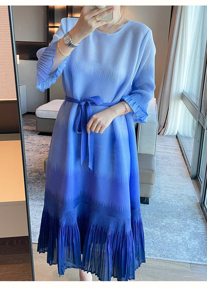 Nahla | Plissé midijurk met subtiele ombre-effect