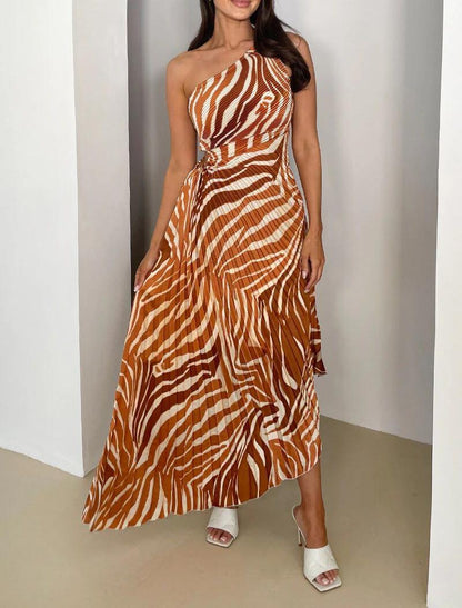 Amira | One-shoulder maxi jurk met print