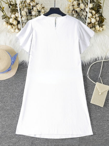 Cécile | Zomerse linnen midi-jurk met volantdetails