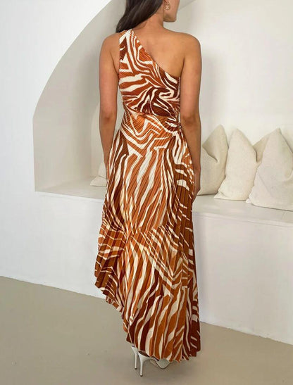 Amira | One-shoulder maxi jurk met print