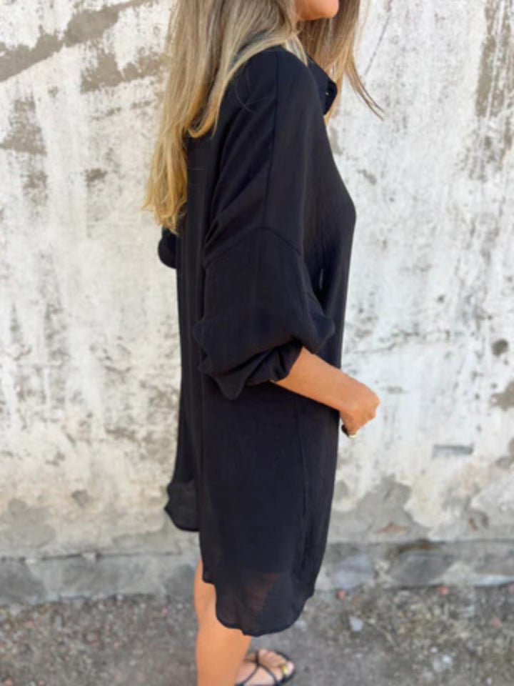 Niva | Casual linnen set met lange blouse en relax shorts
