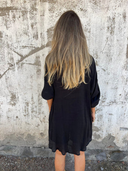 Niva | Casual linnen set met lange blouse en relax shorts