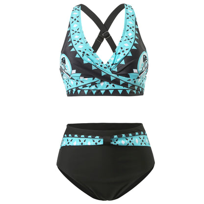 Nia | Hippe bikini met kleurrijke banden en ondersteunende top