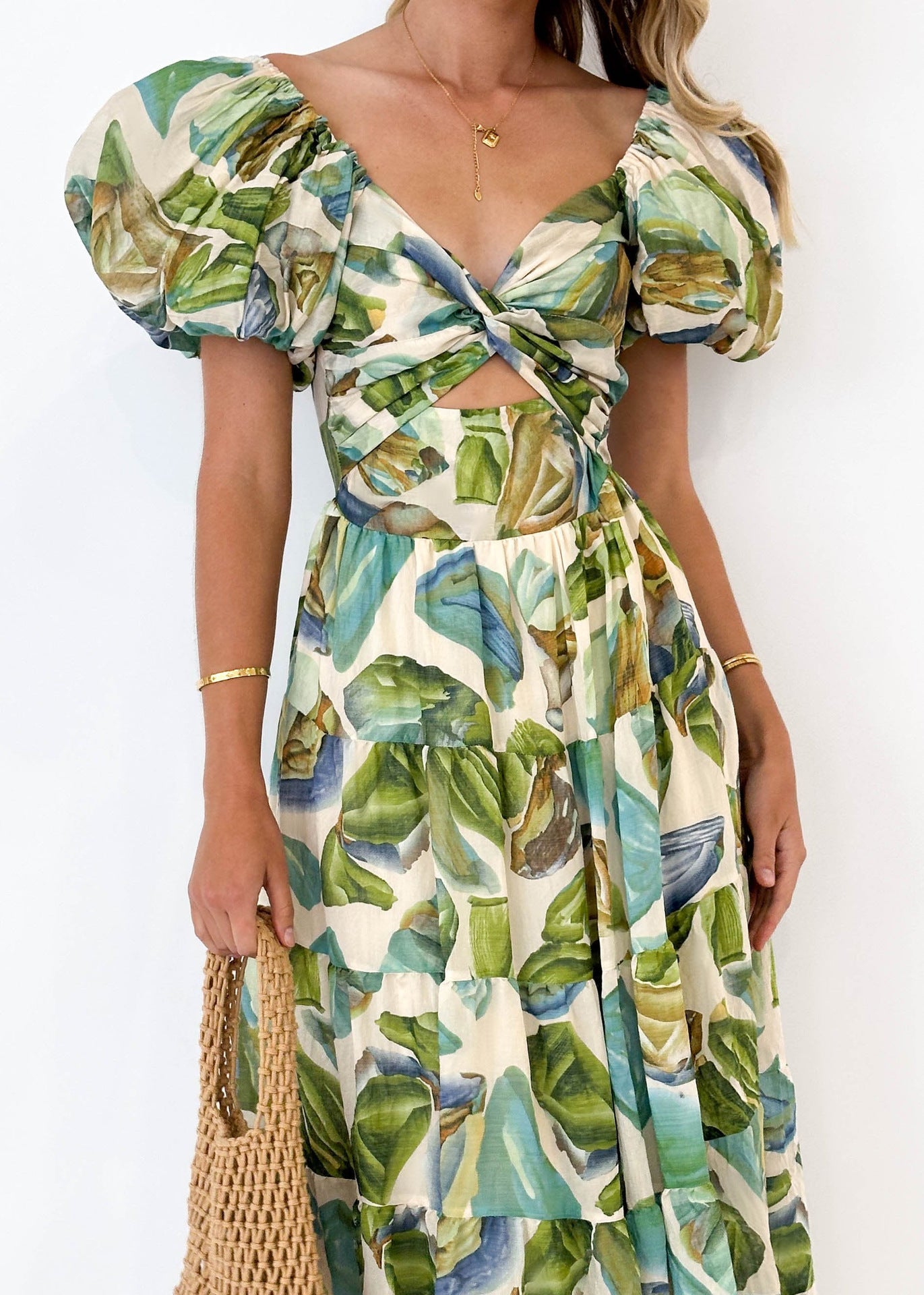 Isla | Maxi-jurk met taillecut-out en print