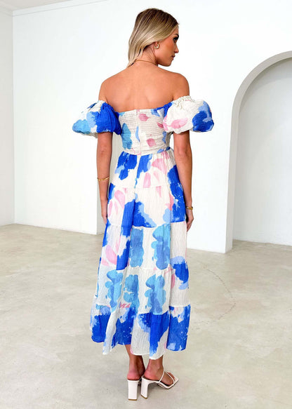Isla | Maxi-jurk met taillecut-out en print