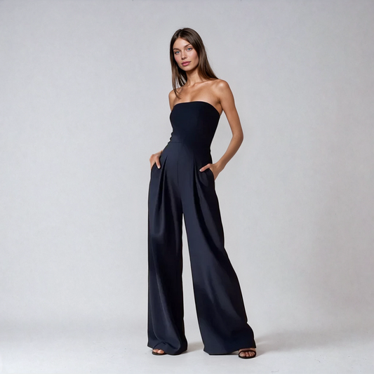 Léa | Strapless jumpsuit met wijde pijpen