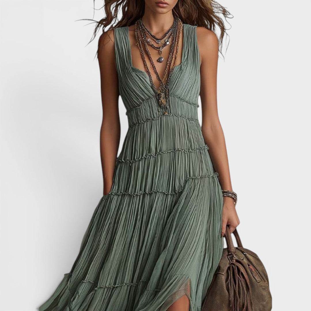 Maïa | Robe bohème longue à décolleté en V