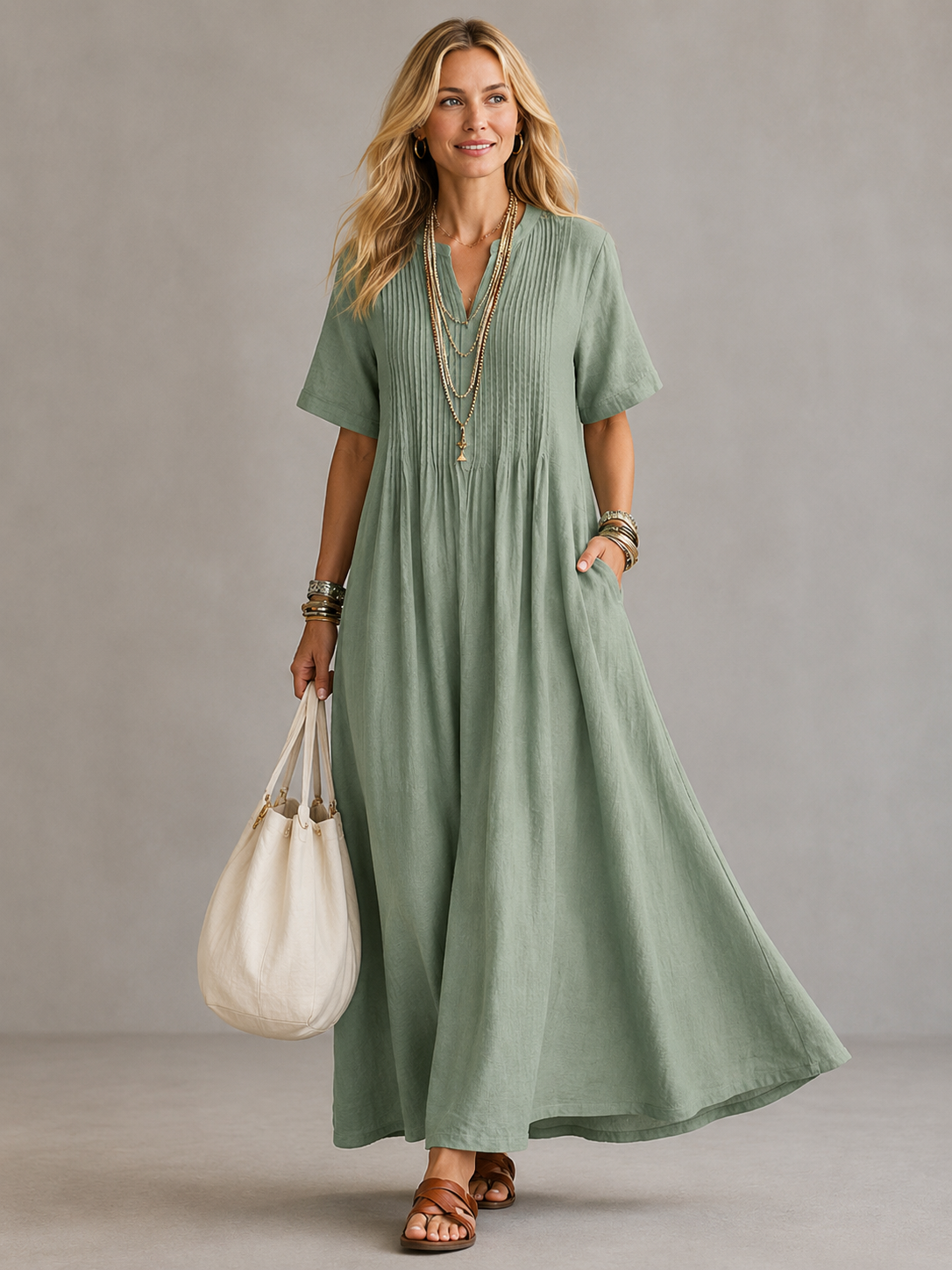 Marion | Robe Longue Fluide à Plis