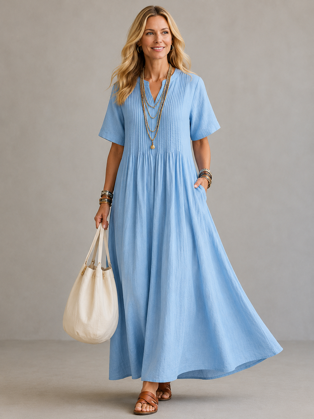 Marion | Robe Longue Fluide à Plis