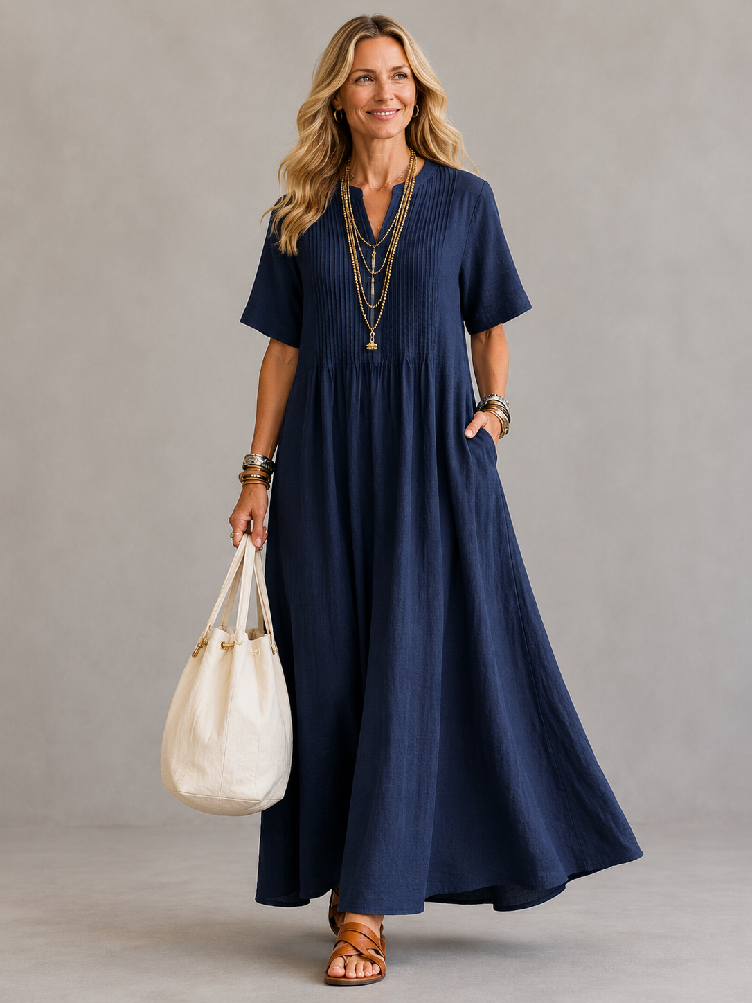 Marion | Robe Longue Fluide à Plis