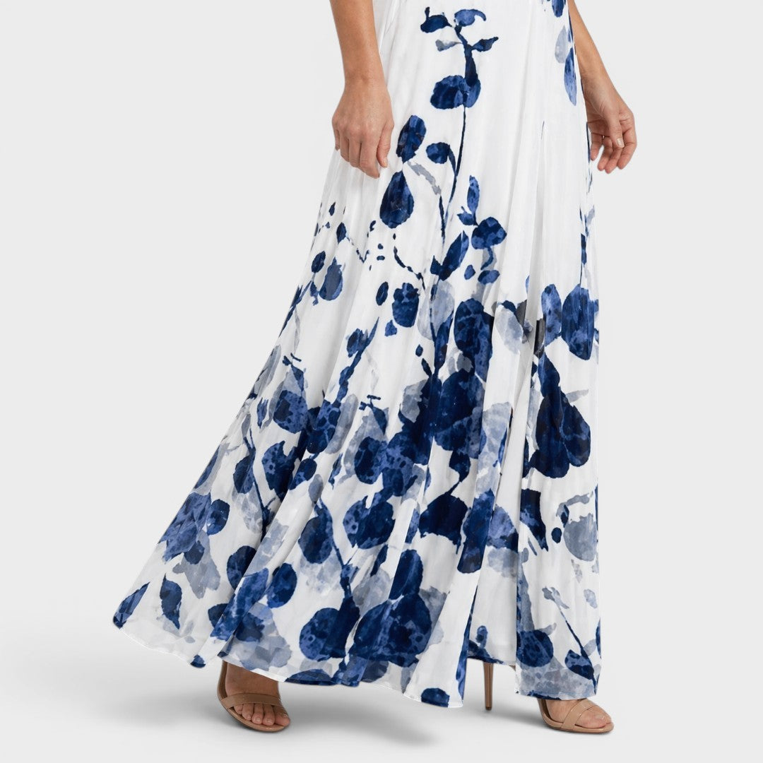 Adèle | Robe longue fluide col halter chic