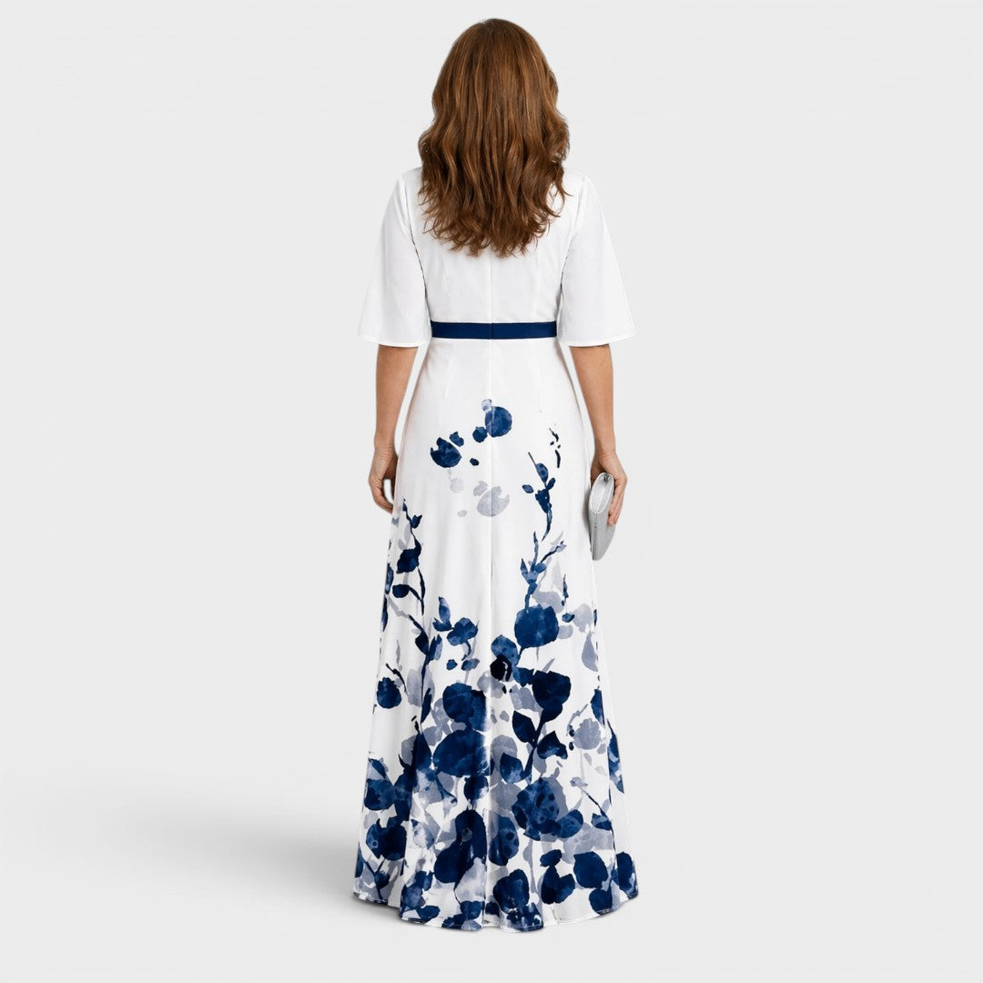 Adèle | Robe longue fluide col halter chic