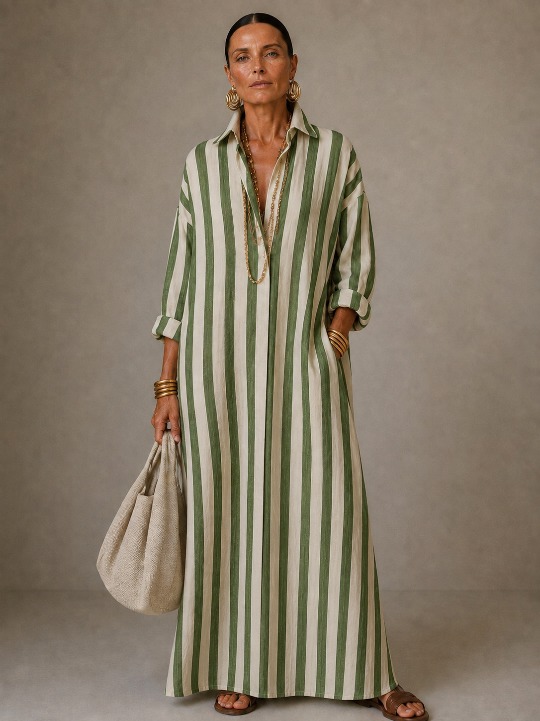 Céline | Robe Chemise Longue Rayée