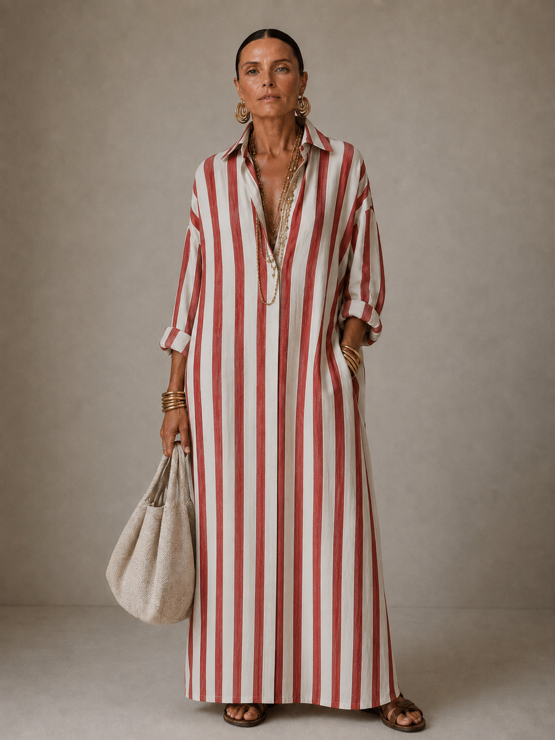 Céline | Robe Chemise Longue Rayée