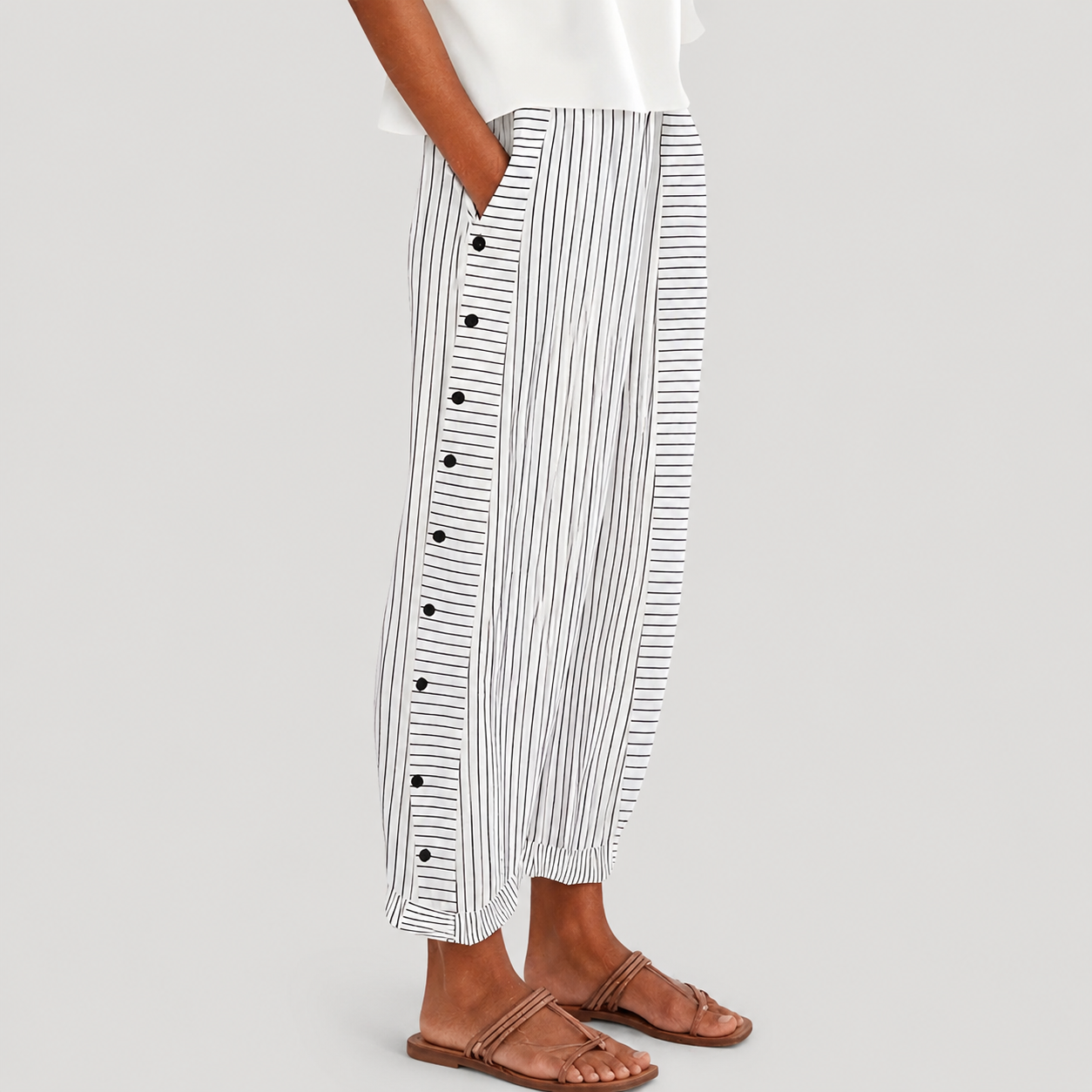 Barbar | Pantalon Rayé à Boutons