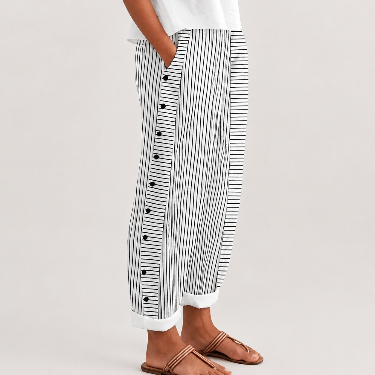 Barbar | Pantalon Rayé à Boutons