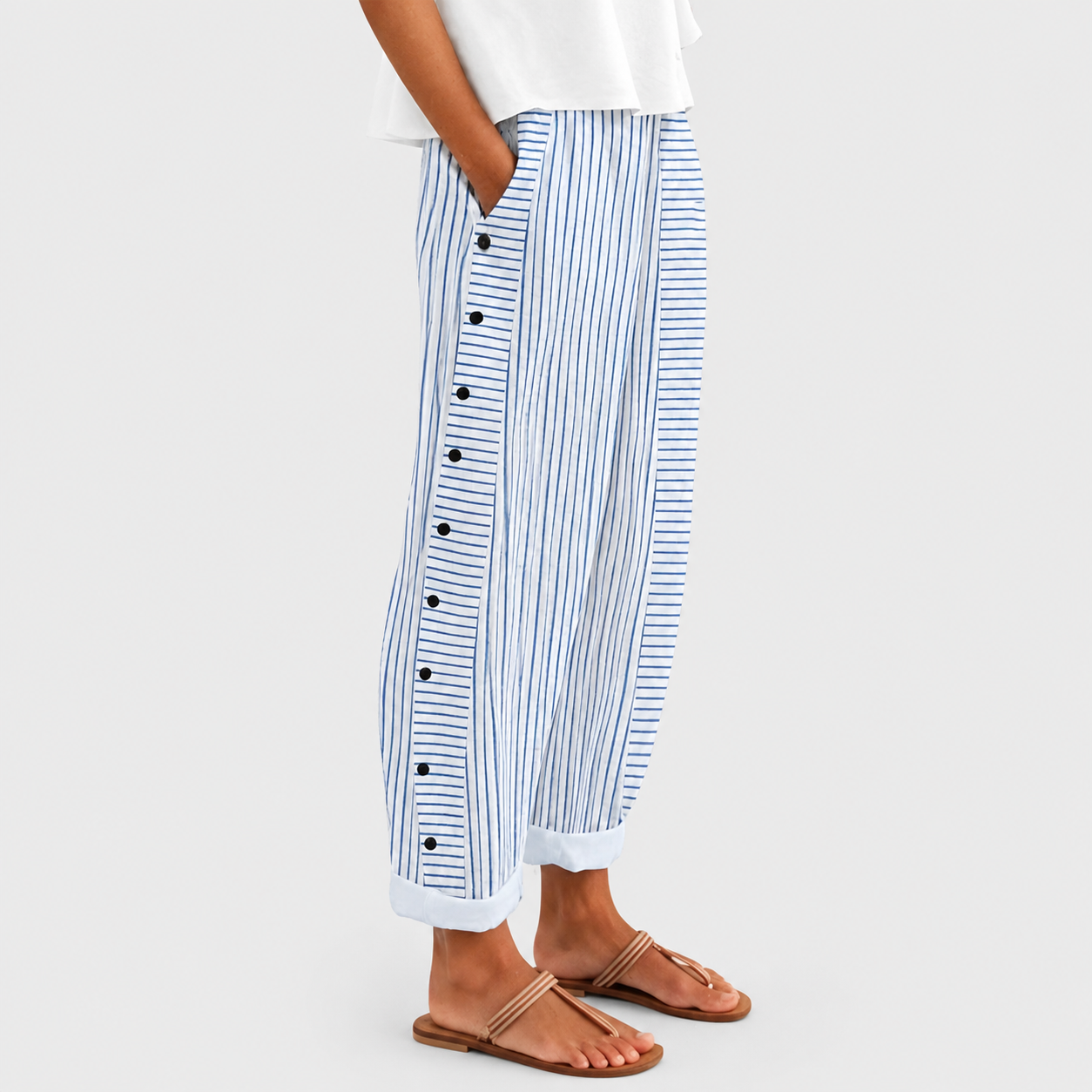 Barbar | Pantalon Rayé à Boutons