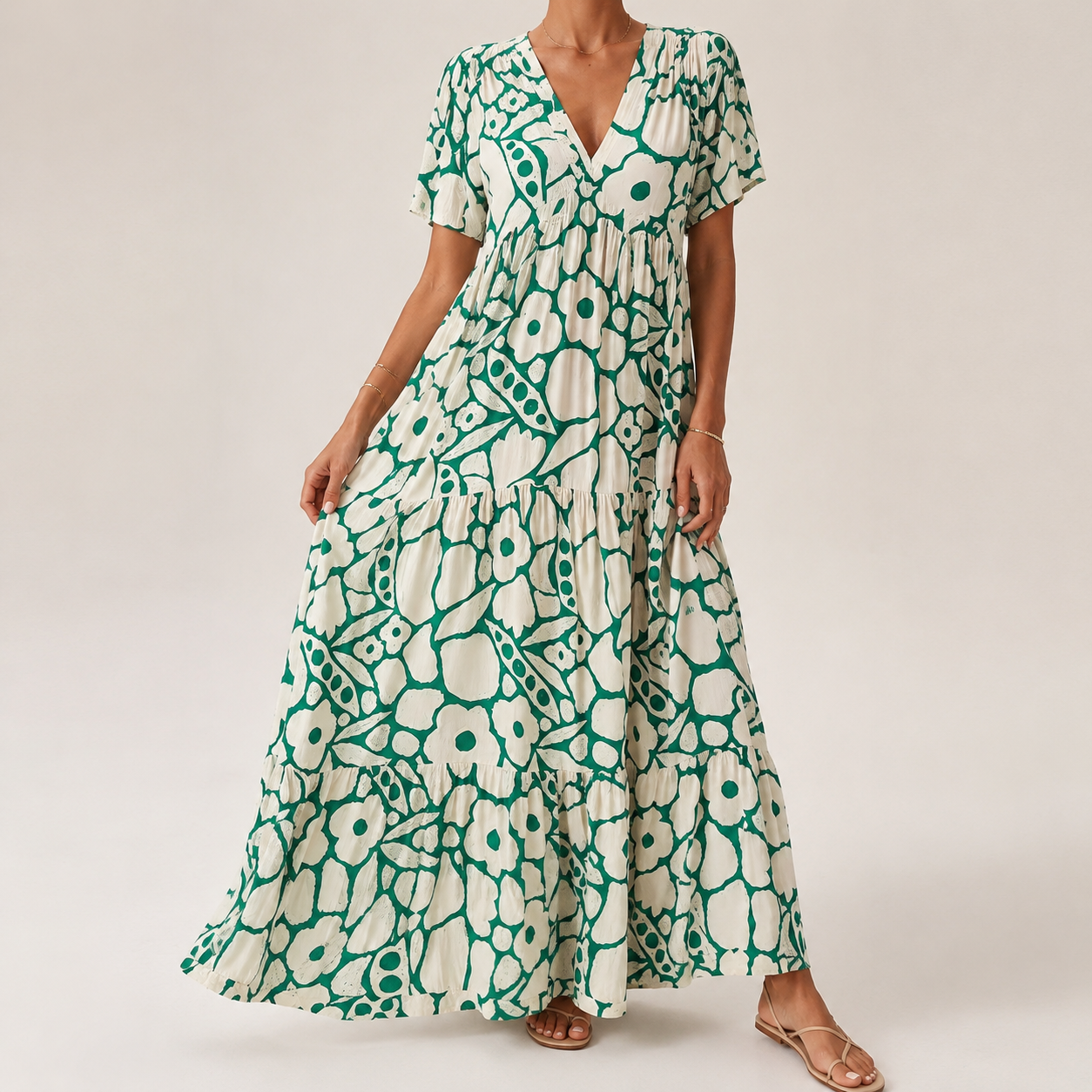 Sybil | Robe Maxi Fleurie à Col V