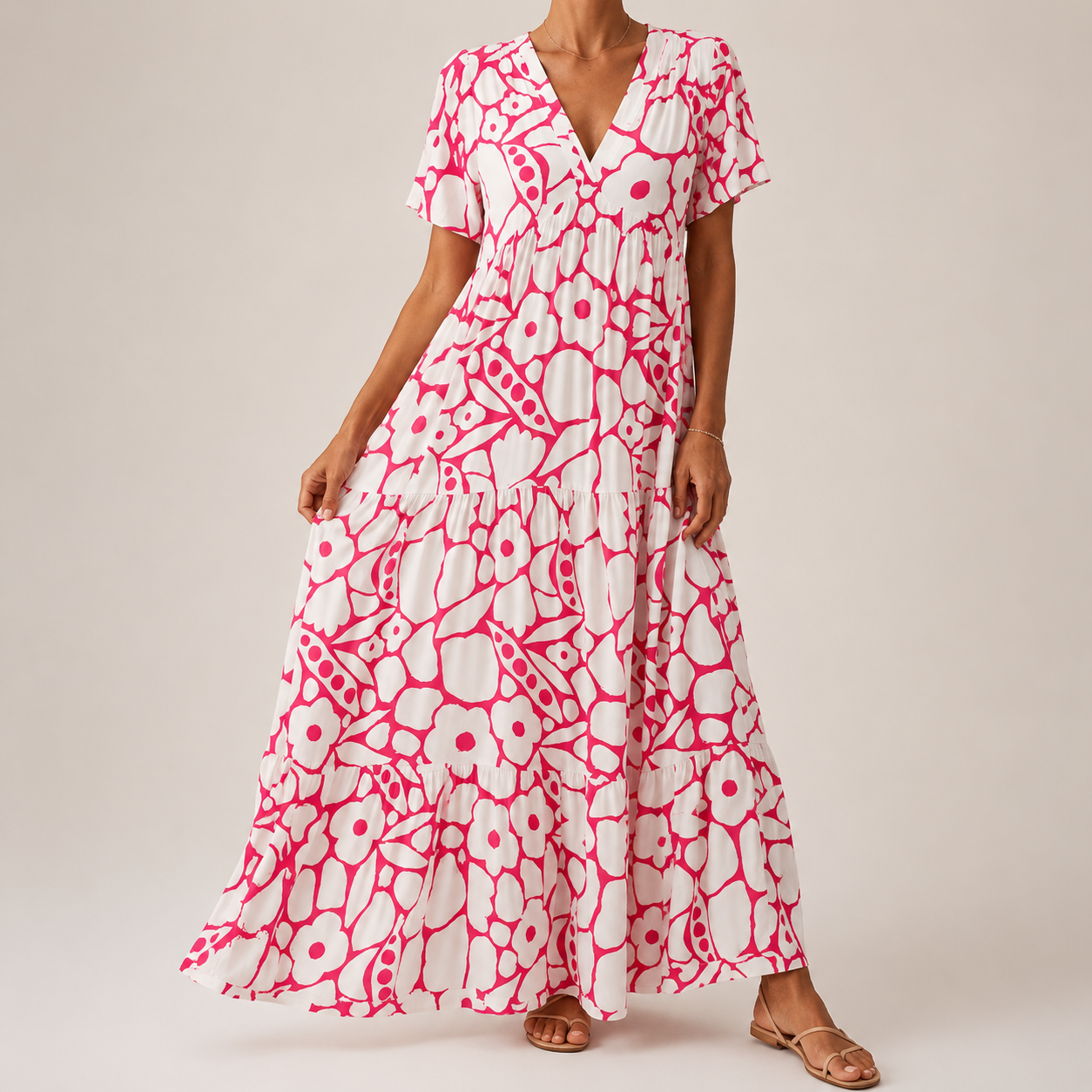 Sybil | Robe Maxi Fleurie à Col V
