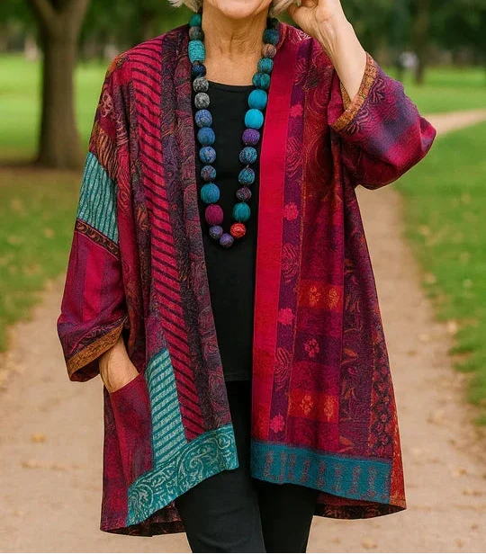 Maëlle | Kimono Fluide à Imprimé Coloré
